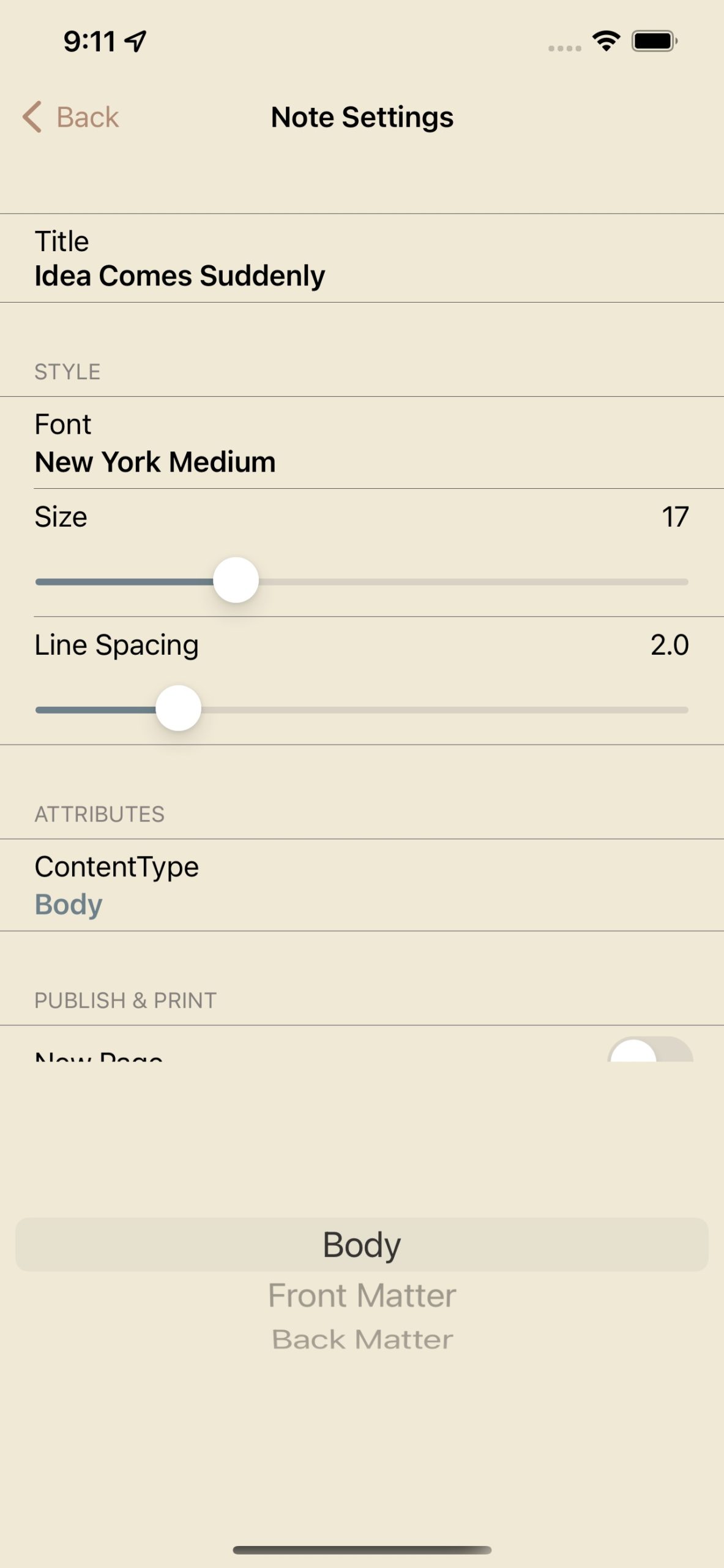 Notes Setings Note Settings – Notewrap: Writer's Notebook